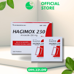 HAGIMOX 250 (Bột điều trị nhiễm khuẩn) - Hộp/24gói - Dược Hậu Giang